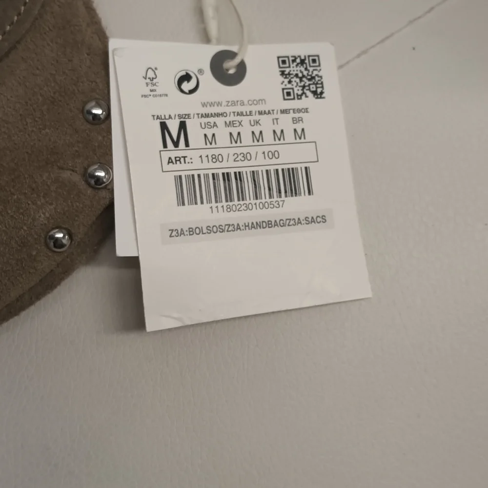 Zara Tan Suede Clutch with Silver Studs - Picture 6 of 6